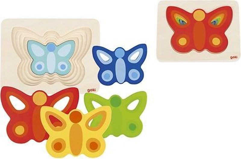 Load image into Gallery viewer, Goki lagenpuzzel vlinder, 5 lagen
