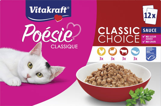 Vitakraft poésie classique multipack - natvoer - vlees vis - 5 verpakkingen 12x85 gr