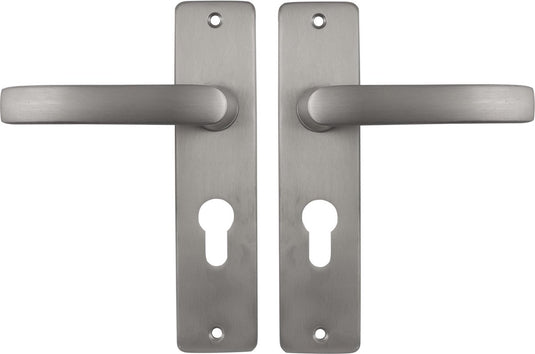 Starx deurklink zilver - rvs look â€“ deurbeslag â€“ deurschild voor profielcilinder (pc55) â€“ deurklink blok