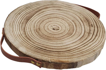 Playwood decoratie boomschijf paulownia hout met leren handvatten