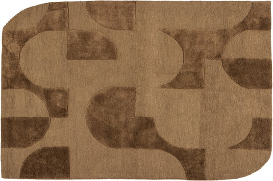 Woood livo vloerkleed - wol katoen - bruin - 170x240