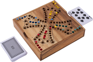 Longfield toc spel 4 spelers – houten bordspel – klassiek strategiespel – gezelschapsspel voor 2 tot 4 spelers – reisvriendelijk bordspel – engelhart