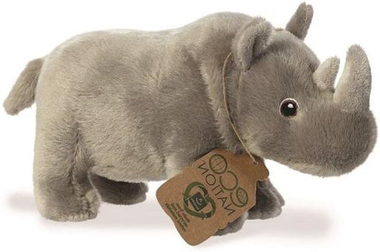 Aurora pluche knuffeldier neushoorn - grijs - 24 cm - safari dieren thema