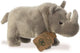 Aurora pluche knuffeldier neushoorn - grijs - 24 cm - safari dieren thema