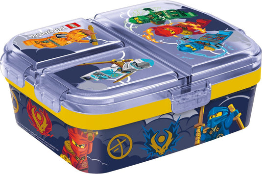 Stor lego ninjago kinderlunchbox – broodtrommel met 4 vakken voor kinderen vanaf 4 jaar - vaatwasserbestendig bpa-vrij - donkerblauw
