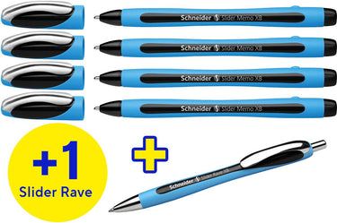 Schneider schrijfwaren schneider balpen - slider memo - doosje 4 stuks + 1 gratis slider rave - s-150245