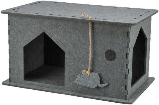 Trixie - kattenmand - huis lene - vilt - grijs - 54x30x35 cm