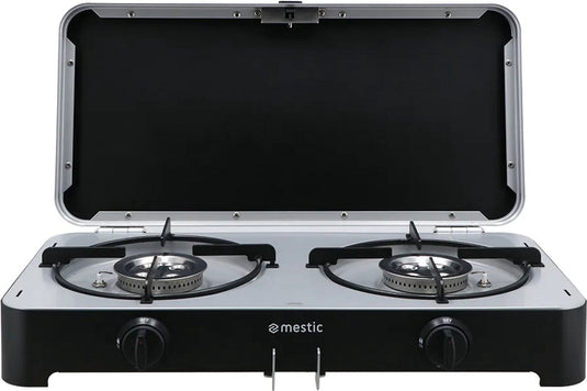 Mestic camping kooktoestel mgcp-1200 30mbar - 2 x 2500 watt vermogen - elektrische ontsteking - inclusief afneembare windschermen