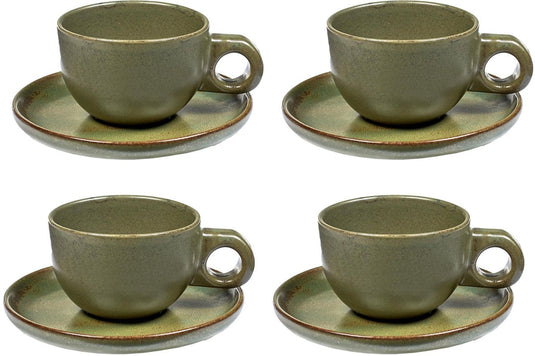 Serax - sergio herman surface - koffiekop + schotel - camogroen - 13 ø - 4 stuks