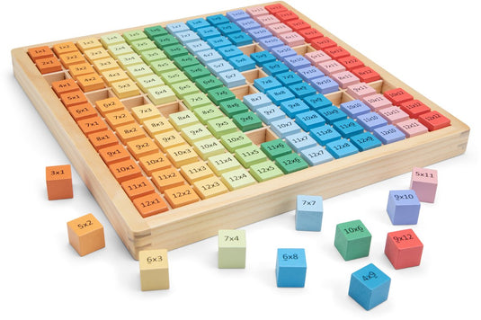 Woet ® houten spel rekentafels leren - tafel 1 t m 12 - rekenbord om vermenigvuldigen te oefenen - speelgoed rekenspel - rekenen leren - vanaf 3 jaar