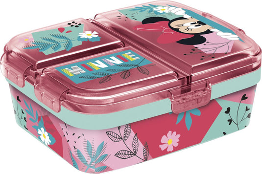 Stor disney's minnie mouse kinderlunchbox – broodtrommel met 4 vakken voor kinderen vanaf 4 jaar - vaatwasserbestendig bpa-vrij - roze turquoise