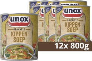 Unox soep in blik - originele kippensoep - klaar in een handomdraai en goed voor ruim 3 kommen soep - 12 x 800 ml