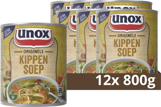 Unox soep in blik - originele kippensoep - klaar in een handomdraai en goed voor ruim 3 kommen soep - 12 x 800 ml