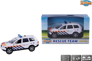 2-play politiewagen pull-back met licht en geluid 11 cm wit