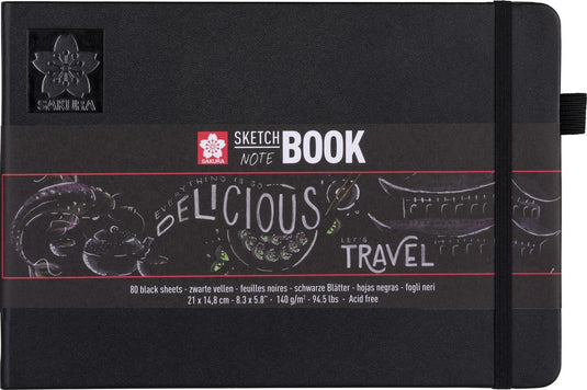Sakura schets notitieboek 21 x 14.8 cm 80 pagina's zwart papier 140g
