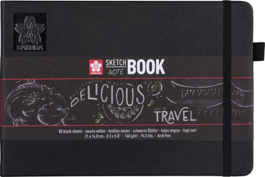 Sakura schets notitieboek 21 x 14.8 cm 80 pagina's zwart papier 140g