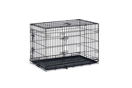 Beeztees hondenbench l - bench - 2 deuren - inklapbaar - zwart - 91x61x66 cm