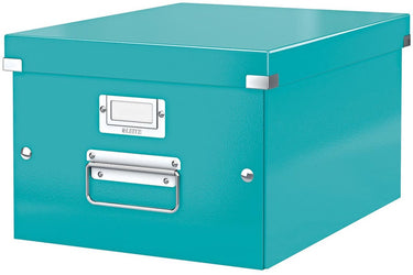 Leitz wow click store middelgrote kartonnen opbergdoos - 85% gerecycled karton - voor a4 formaten - ideaal voor kantoor en thuiswerken - ijslauw