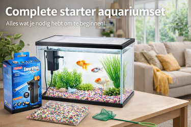 Flamingo aquarium lollipop – 16 l – complete aquariumset met filter, grind afdekglas – kunststof – aquarium voor zoetwater