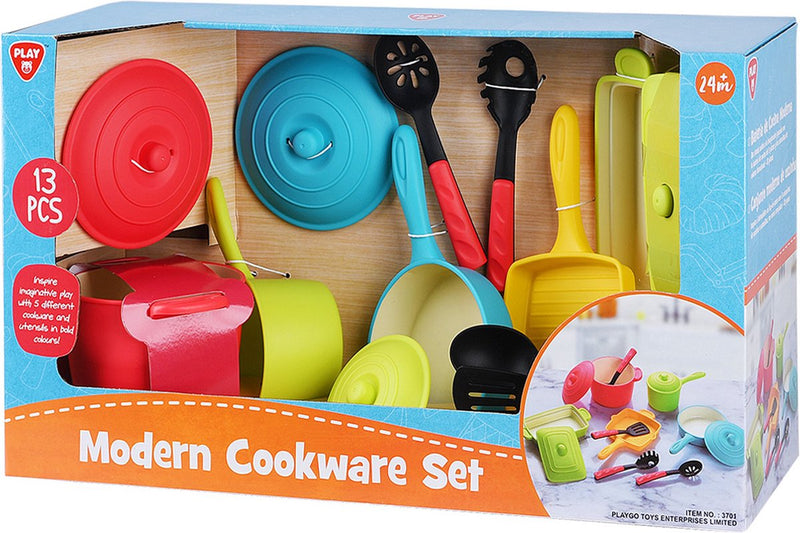 Load image into Gallery viewer, Playgo kunststof pannen- en keukenaccessoires speelset - 13dlg.
