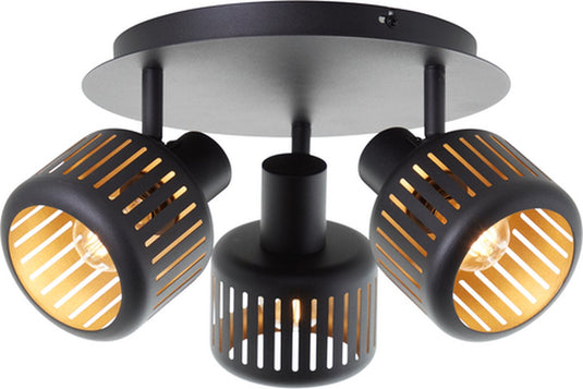 Brilliant tyas - plafondspot - e14 max 3x28w - zwart goudkleurig