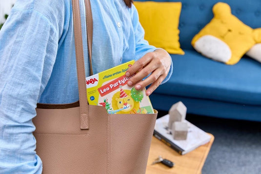Haba educatief spel leo de feestleeuw - kleurrijk kinderspel karton.