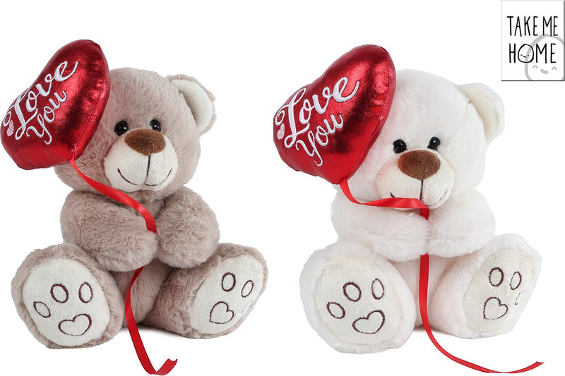 Load image into Gallery viewer, Take me home beer met ballonhart pluche 20cm (off) white
