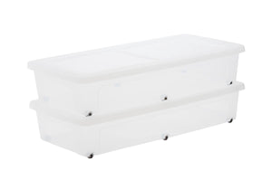 Iris clearbox opbergbox - onder-het-bed - 35l - kunststof - met wielen - set van 2