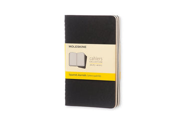 Moleskine cahier journals - pocket - geruit - zwart - set van 3