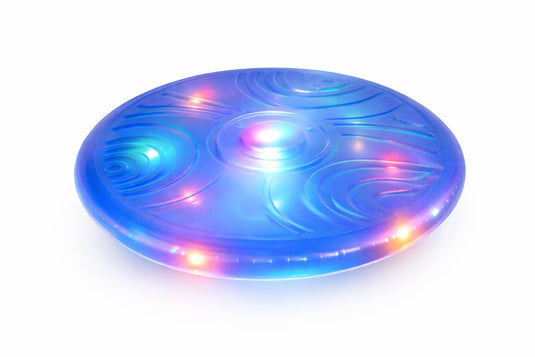 Flamingo hondenspeelgoed – bordy frisbee blauw – ø 20cm – led verlichting – drijvend – tpr – werkt op 3x lr41 – zomer – buitenspeelgoed – voor alle honden