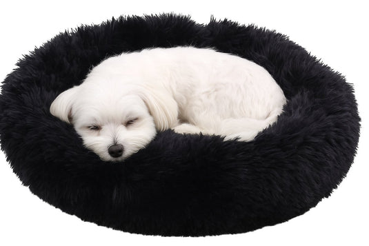Flamingo hondenmand – donut hondenmand – kattenmand pacha rond zwart ø55 cm – extra zacht luxe voor hond of kat