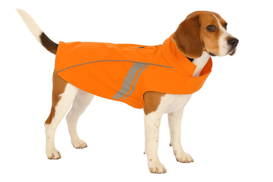 Flamingo hondenjas – regenjas hond – waterdichte hondenregenjas met reflectie – regenjas pomi oranje – 55 cm