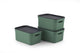 Rotho jive opbergboxen set van 3 opbergdozen 5 l met deksel, kunststof (pp gerecycled), groen antraciet, 3 x 5 l (26,5 x 18,5 x 13,2 cm