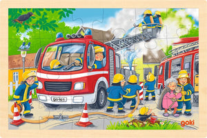 Goki houten legpuzzel brandweer, 24st.