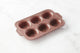 Point-virgule vorm voor 6 muffins uit platinum silicone vintage maroon 37x23x4cm