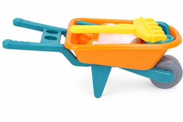 Eddy toys kruiwagen met zandspeelgoed 8 stuks - zandspeelgoed set met kruiwagen - strand speelgoed kinderen - kinder kruiwagen voor zandbak - kunststof - multicolor
