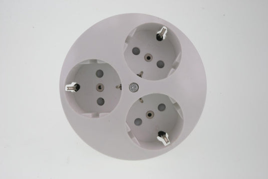 Uni inbouw stopcontact - 3-voudig - rond - randaarde - polarwit