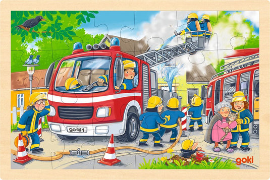 Goki houten legpuzzel brandweer, 24st.