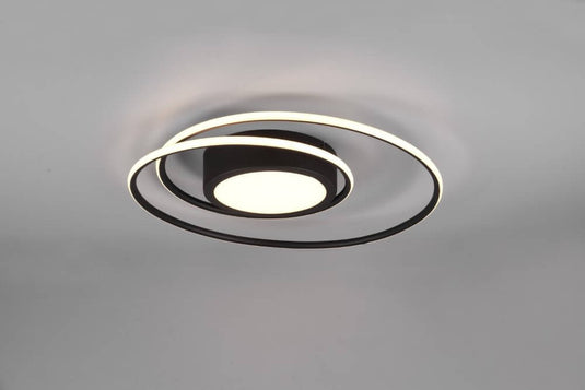Trio yava - plafondlamp - zwart mat - incl. 1x smd 56w - afstandsbediening - geintegreerde dimmer - traploos instelbare lichtkleur - niet geschikt voor externe dimmer - lichtbron niet vervangbaar