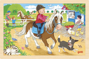 Goki houten legpuzzel ponyboerderij, 24st.