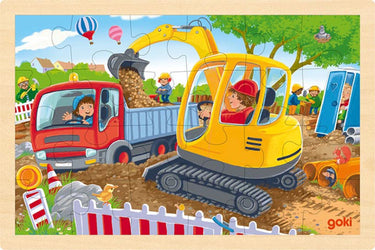 Goki houten legpuzzel graafmachine, 24st.