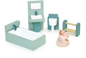 Mentari houten poppenhuis badkamer speelgoedset voor kinderen.