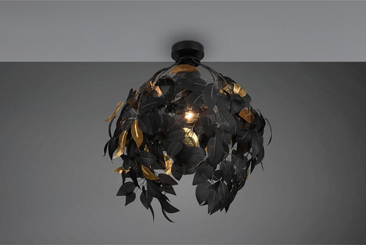 Rl live your light reality leavy - plafondlamp - zwart mat - excl. 1x e27 28 w - plafondbevestiging - patroon bescherming