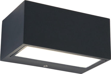 Lutec gemini square small - wandlamp voor buiten - up down - aluminium - led - 700 lumen - 10.5w - 4000k wit licht- donkergrijs