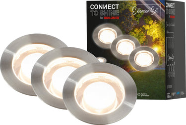 Briloner connect to shine - led grondspot voor buiten - set van 3 - tuinverlichting uitbreidingsset - warm wit licht - ip67 - ø4.5x6.6 cm