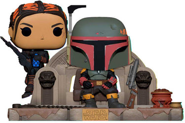 Funko pop! moment: star wars the mandalorian - boba fett and fennec on throne