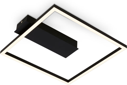 B.k.licht briloner - plafonniere led frame - plafondlamp met warm wit licht - 3000k - 12w - 1400 lm - 32x30x5 cm - zwart