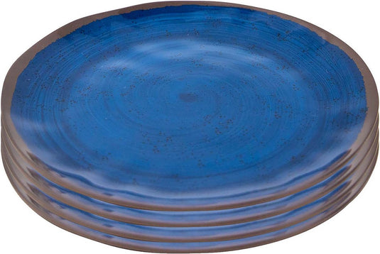 Bo-camp - ontbijtbord - halo - 4 stuks - melamine - blauw