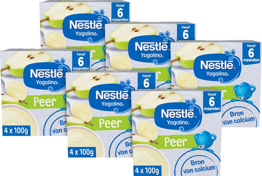 Nestlé yogolino peer babytoetje - babyvoeding tussendoortjes - 6+ maanden - 6 stuks 4x100g (24 porties)