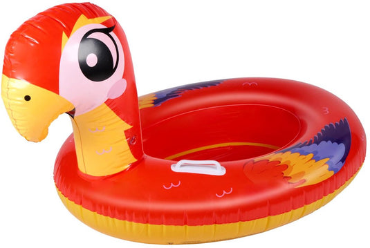 Eddy toys opblaasbare papegaai ride-on - zwemband papegaai - 118 x 75 x 70 cm - max 45 kg - met handgreep en reparatiepatch - rood